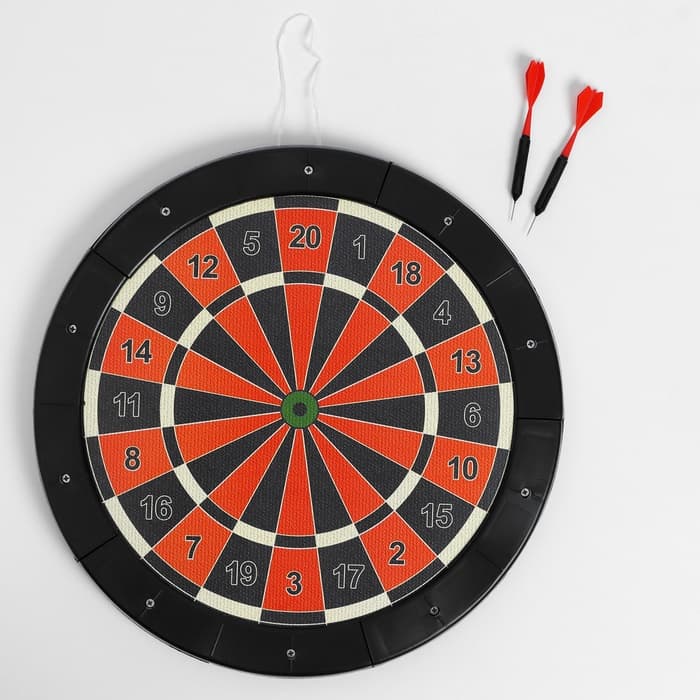 Дартс «ЕВРО», d=43 см, толщина 3 см, 2 дротика, дротик 13.5×2.5 см