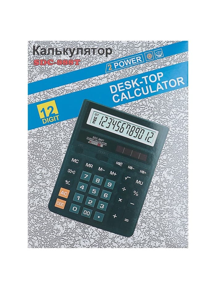 Калькулятор настольный, 12-разрядный, SDC-888T, питание от батарейки