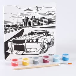 Картина по номерам для детей «Тачка в мегаполисе», 15×15 см