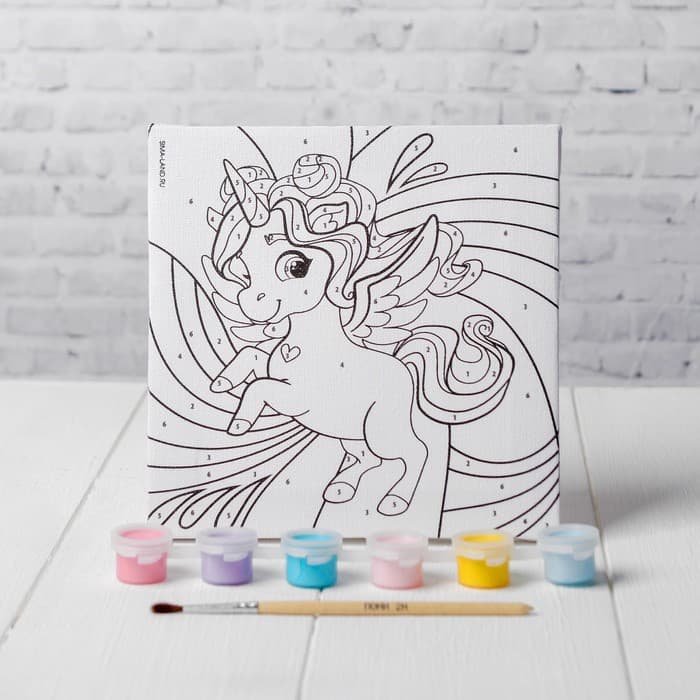 Картина по номерам для детей «Волшебный единорог», 15×15 см