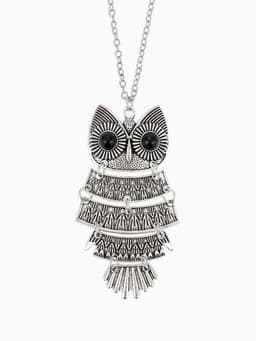 Гарнитур 2 предмета: кулон, серьги «Сова», цвет чернёное серебро, 60 см