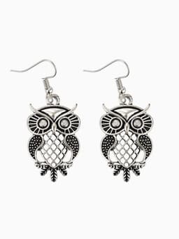 Гарнитур 2 предмета: кулон, серьги «Сова», цвет чернёное серебро, 60 см