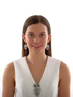 Гарнитур 2 предмета: кулон, серьги «Сова», цвет чернёное серебро, 60 см