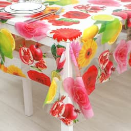 Клеёнка на стол Доляна «Фрукты», ширина 137 см, толщина 0.08 мм, рулон 30 м