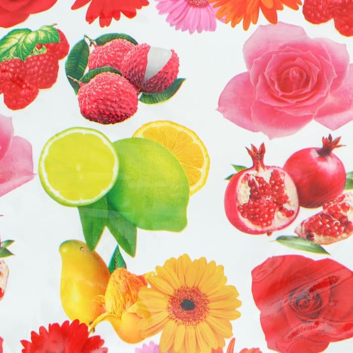 Клеёнка на стол Доляна «Фрукты», ширина 137 см, толщина 0.08 мм, рулон 30 м