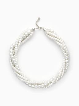 Бусы «Жгут», с жемчугом, шар №6.10, белые, L=45 см