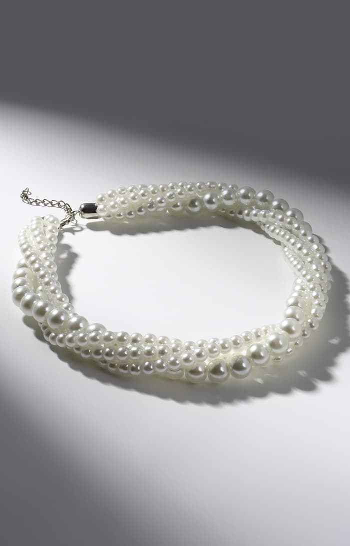 Бусы «Жгут», с жемчугом, шар №6.10, белые, L=45 см
