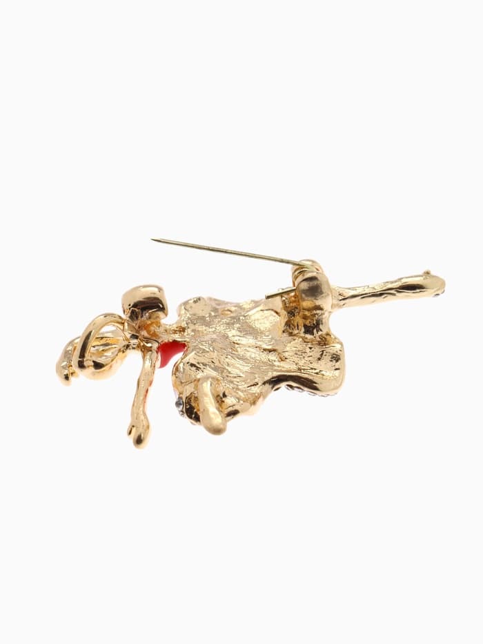 Брошь «Балерина», в пышном платье, красно-белая в золоте