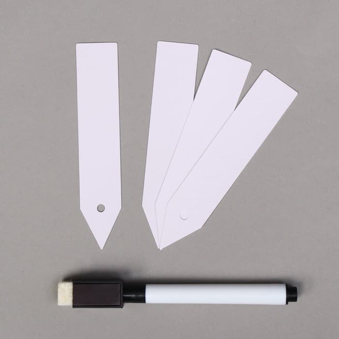 Бирки садовые, для маркировки растений, 10 см, набор 20 шт., маркер, пластик, белые, Greengo