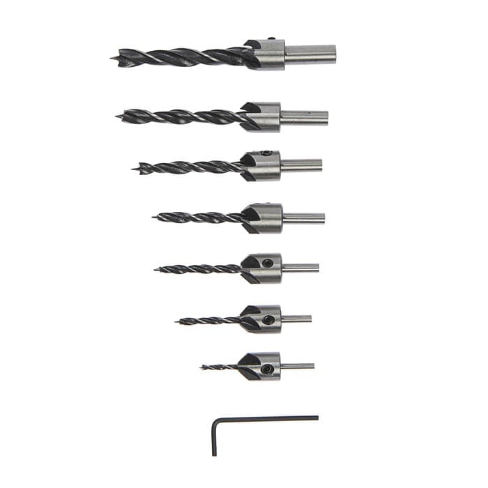 Набор сверл с зенкером ТУНДРА, 3-4-5-6-7-8-10 мм, 7 шт.