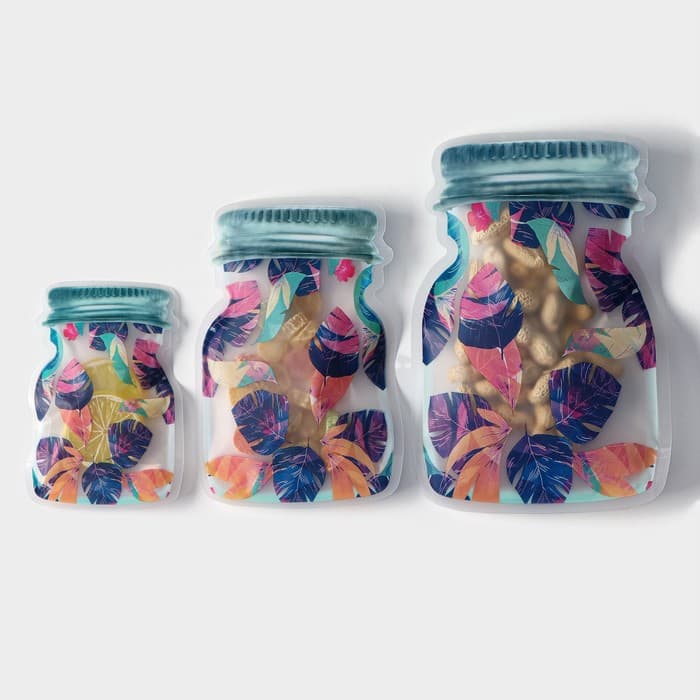 Набор пакетов для хранения сыпучих Доляна «Перья», застёжка zip-lock, 3 шт., 15×10 см, 20×13 см, 24.5×16.5