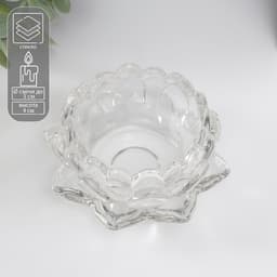 Стеклянный подсвечник на 1 свечу «Лотос», прозрачный, 4×9.5×9.5 см