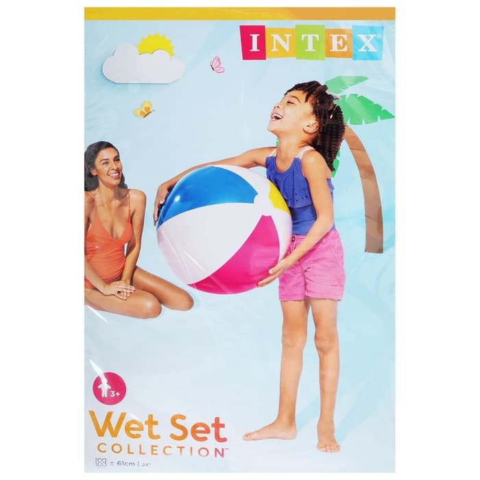 Мяч пляжный INTEX «Цветной» 59030NP, d=61 см, от 3 лет