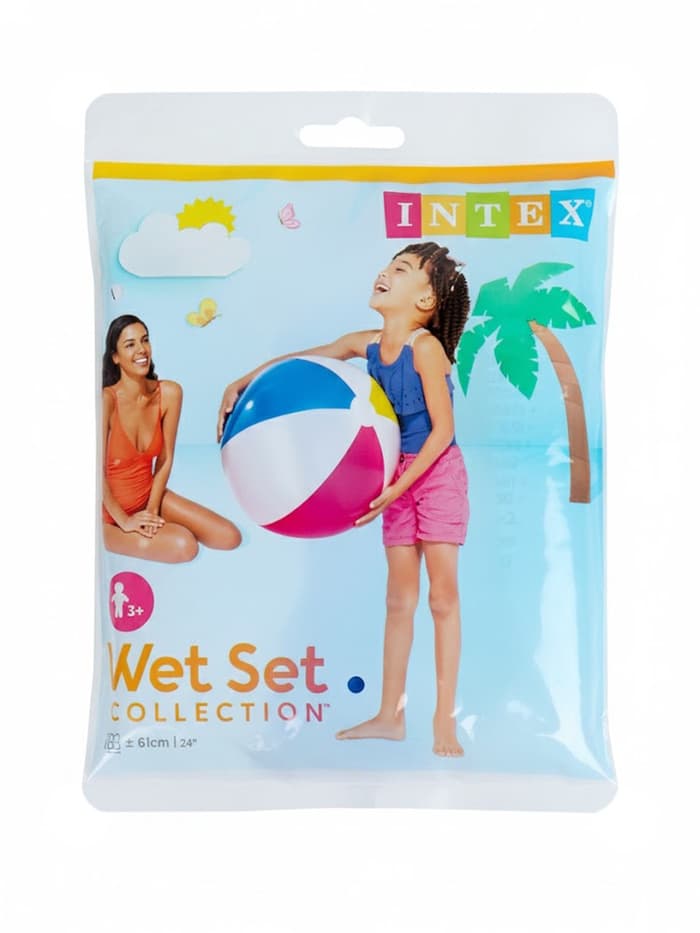 Мяч пляжный INTEX «Цветной» 59030NP, d=61 см, от 3 лет