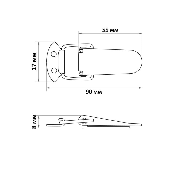 Замок-защелка на ящик Z10, 5.5 см, железный