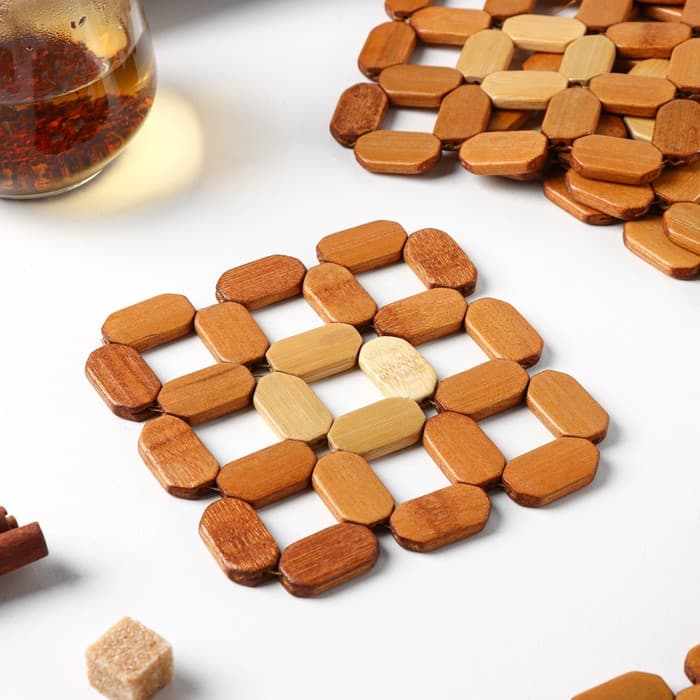 Подставка под горячее Доляна «Бамбук», под кружку, бамбук, 12×12 см