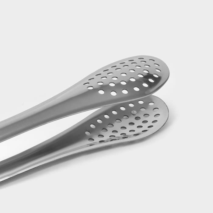 Щипцы кухонные с перфорацией Доляна, h=18 см, нержавеющая сталь, 201 марка стали, серебристые