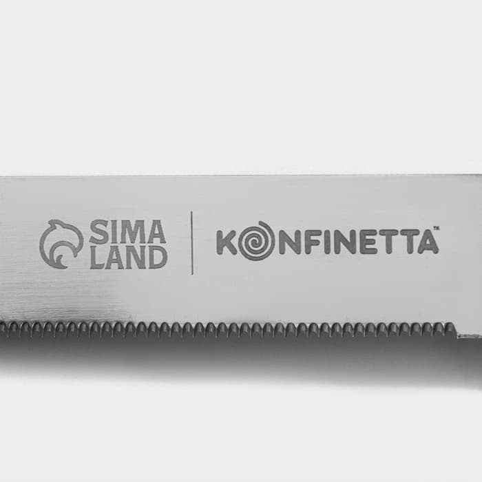 Нож для бисквита мелкие зубцы KONFINETTA, длина лезвия 25 см, деревянная ручка, толщина лезвия 0.8 мм