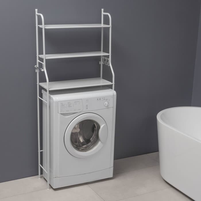 Стеллаж над стиральной машинкой, 65×25×152 см, белый