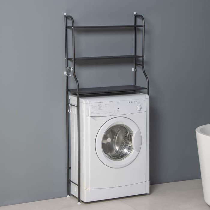 Стеллаж над стиральной машинкой, 65×25×152 см, чёрный