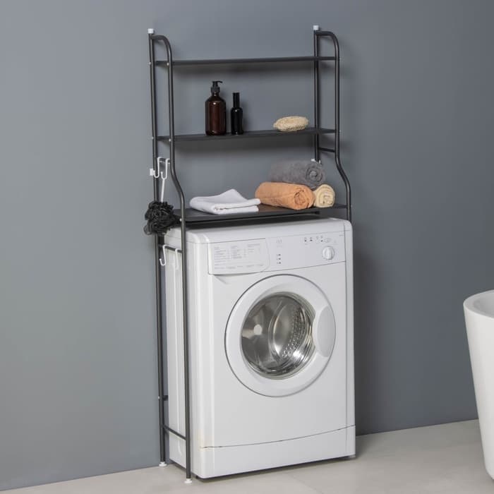 Стеллаж над стиральной машинкой, 65×25×152 см, чёрный