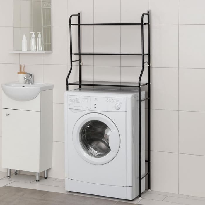 Стеллаж над стиральной машинкой, 65×25×152 см, чёрный