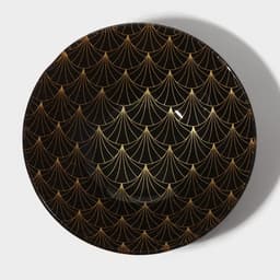 Тарелки Доляна «Золотое перо», 19 предметов: 6 десертных тарелок, 6 обеденных тарелок, 6 мисок, салатник, стекло, чёрные