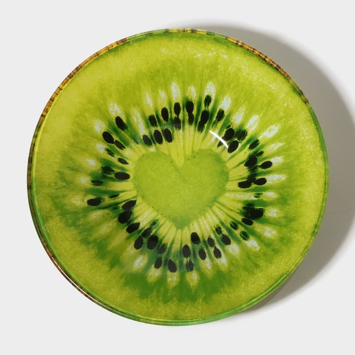Тарелки Доляна «Романтичный киви», 19 предметов, 6 десертных тарелок, 6 обеденных тарелок, 6 мисок, салатник, стекло, зелёный