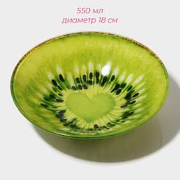 Тарелки Доляна «Романтичный киви», 19 предметов, 6 десертных тарелок, 6 обеденных тарелок, 6 мисок, салатник, стекло, зелёный