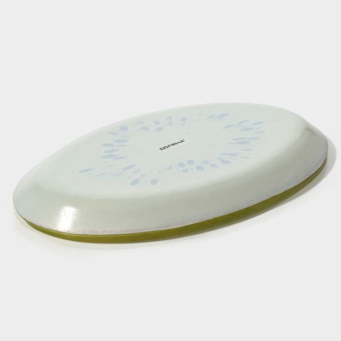 Блюдо сервировочное стеклянное овальное Доляна «Романтичный киви», 24.5×15 см, зелёное