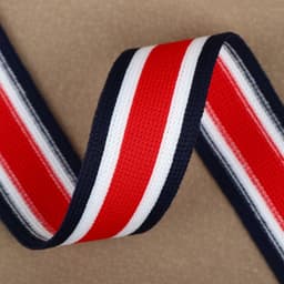 Тесьма трикотажная лампас 25 мм, 9.1±0.5 м, красная, белая, тёмно-синяя