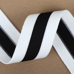 Тесьма трикотажная лампас 40 мм, 9.1±0.5 м, белая, чёрная