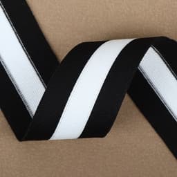 Тесьма трикотажная лампас 40 мм, 9.1±0.5 м, чёрная, белая