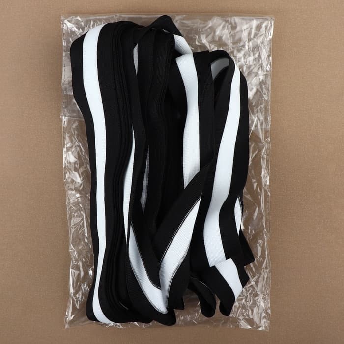 Тесьма трикотажная лампас 40 мм, 9.1±0.5 м, чёрная, белая