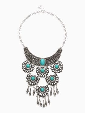 Колье «Гестия», четыре яруса, голубое в чернёном серебре, 35 см