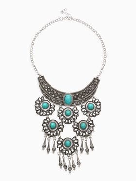 Колье «Гестия», четыре яруса, голубое в чернёном серебре, 35 см