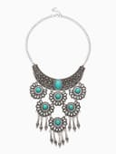 Колье «Гестия», четыре яруса, голубое в чернёном серебре, 35 см