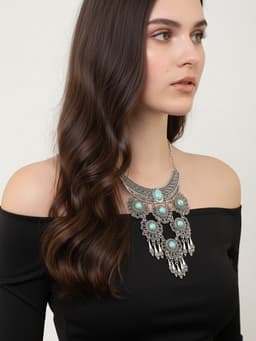 Колье «Гестия», четыре яруса, голубое в чернёном серебре, 35 см