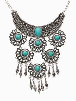 Колье «Гестия», четыре яруса, голубое в чернёном серебре, 35 см