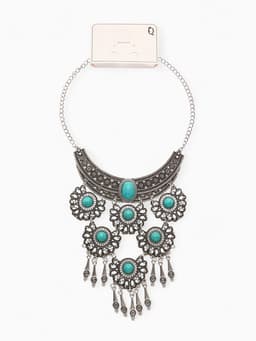 Колье «Гестия», четыре яруса, голубое в чернёном серебре, 35 см