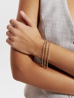 Браслет со стразами «Сияй», L=18 см, 3 ряда, белый в золоте