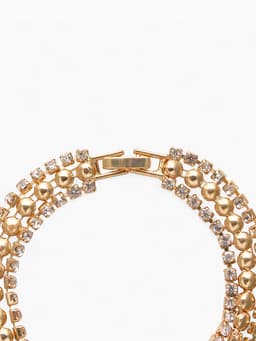 Браслет со стразами «Сияй», L=18 см, 3 ряда, белый в золоте