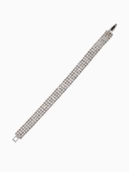 Браслет со стразами «Сияй», L=18 см, 4 ряда, белый в серебре