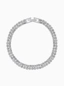 Браслет со стразами «Сияй», L=18 см, 2 ряда, белый в серебре