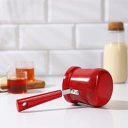 Турка Доляна «Мрамор рэд», 400 мл, d=8 см, пластиковая ручка, антипригарное покрытие, индукция, красная