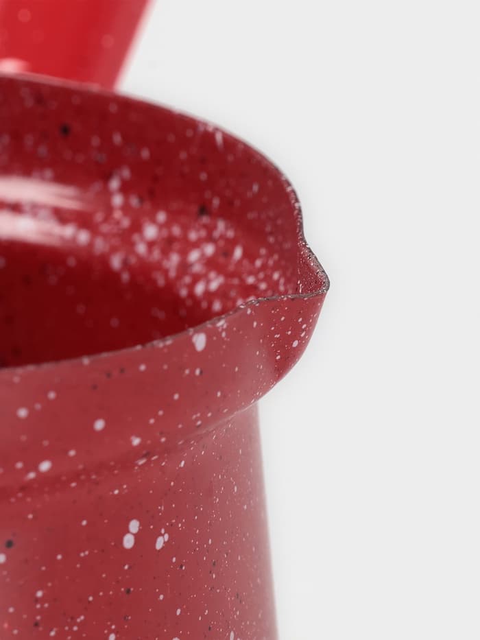 Турка Доляна «Мрамор рэд», 500 мл, d=9 см, 19.5×9×14 см, пластиковая ручка, антипригарное покрытие, индукция, красная