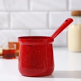 Турка Доляна «Мрамор рэд», 800 мл, d=10 см, антипригарное покрытие, индукция, красная