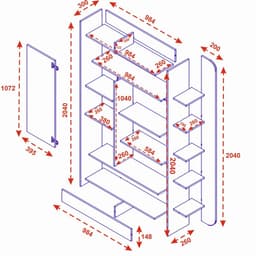 Стеллаж-перегородка для зонирования «Студия», с полками, 1200×300×2040, цвет шимо тёмный/шимо светлый