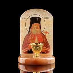 Икона настольная «Святой Лука», с подсвечником на 1 свечу, селенит