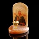 Икона настольная «Ксения Петербургская», с подсвечником на 1 свечу, селенит